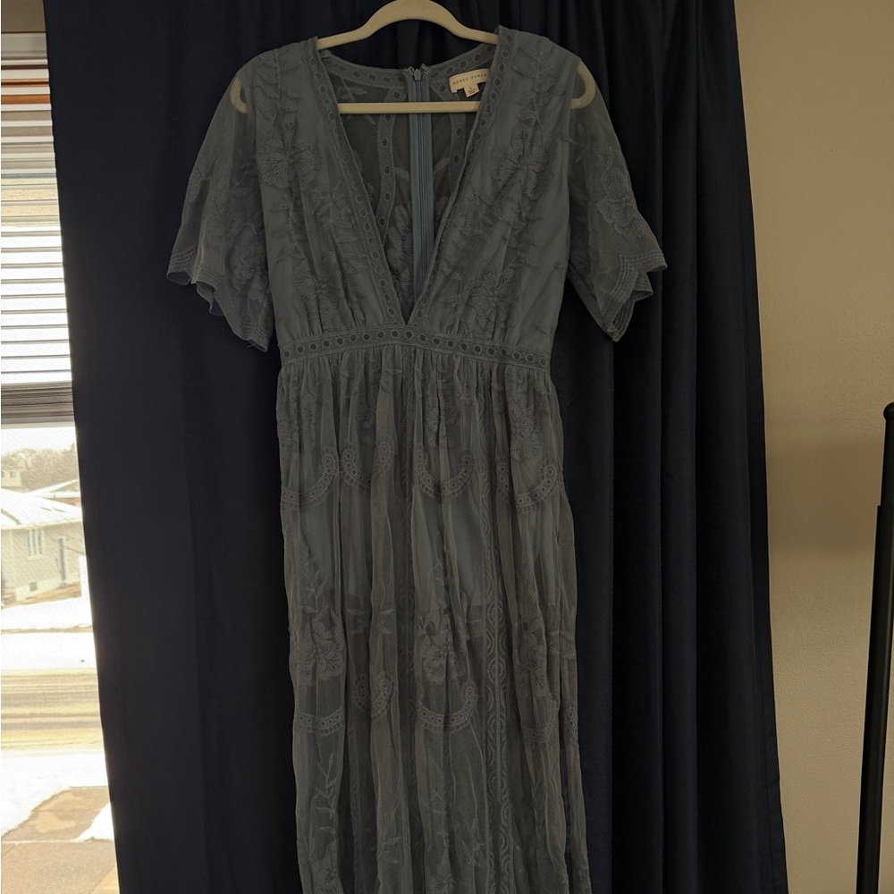 Honey Punch Charcoal Maxi Dress
